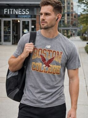 New Balance Boston College Eagles Graphic Tee – Men’s Medium Gray